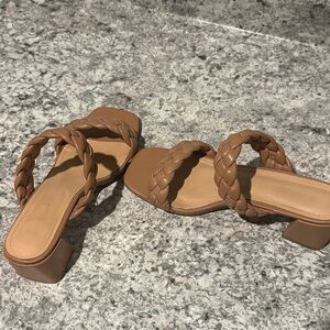 Elegant Braided Tan Heels